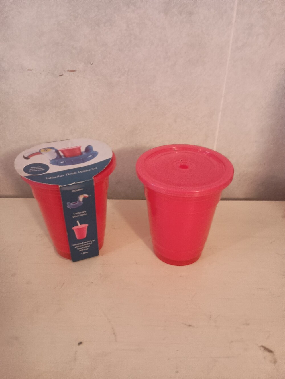 Set Of 2 New Inflatable Floaties To Hold 2 Cups